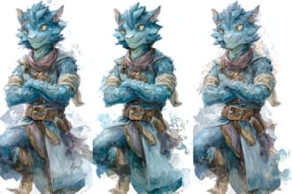 draw characters and fanart illustration in watercolor