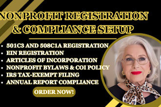 register your 501c3 or 508c1a nonprofit and prepare bylaws, coi, and compliance