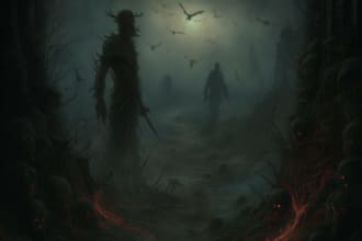 draw dark art, horror, skull, metal illustration