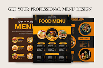 design modern digital printable menu design food menu restaurant bar cafe menu