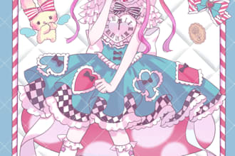 draw cute anime girl illustration,vtuber characters