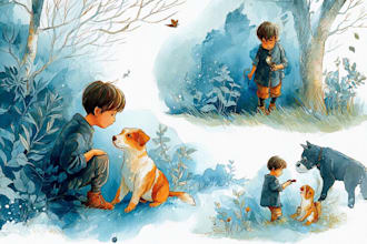 draw children book cute illustration, children book