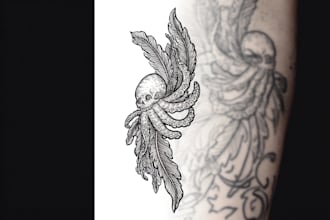 create detailed engraving style, etching, and woodcut tattoo