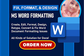 type, format, design microsoft word document, edit ms word