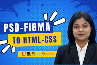 convert figma or PSD to responsive HTML, CSS, tailwind, js