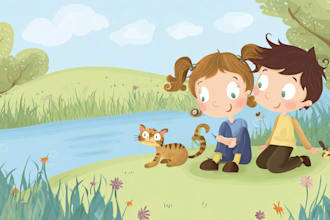 create custom childrens book illustration and book layout