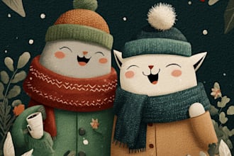 draw christmas kids book illustrations and kids cover illustration