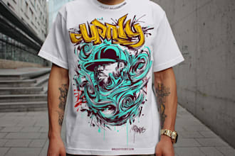 design logo and tshart merch with graffiti style