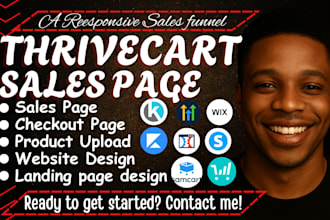 set up thrivecart sales page for online courses, samcart, leadpages