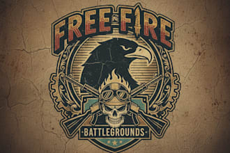 design vintage free fire gaming logo