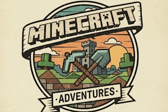 design  vintage minecraft gaming logo