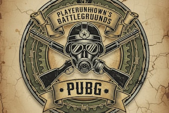 design vintage retro esports  battle royale pubg gaming logo