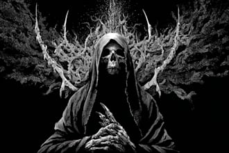 create dark art, metal, gothic illustration