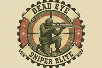 design vintage sniper gaming logo