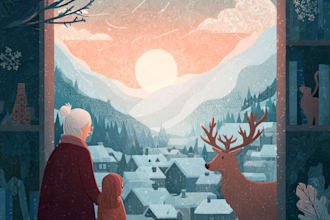 draw christmas illustrations and cards for you