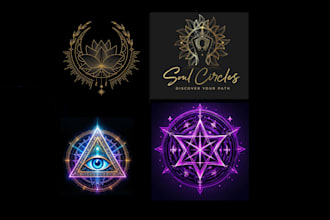 do custom sacred geometry, mystical, yoga, holistic, spiritual logo design