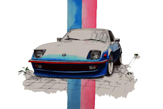 draw car racing illustration for t shirt design