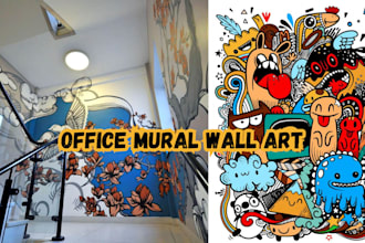 design creative mural wall art, doodle art decal for home, office and restaurant