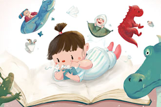 create unique children book illustrations for you