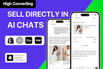 design shopify website, esty store for chatgpt ai chat checkout
