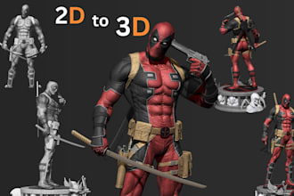 convert 2d image to 3d model file from art image logo drawing for 3d printing