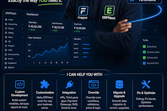do customization,development and api integration for erpnext and frappe