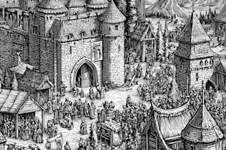 do dark medieval art illustration for you