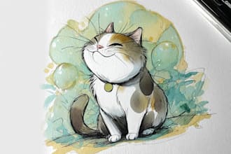 draw watercolor pet portrait