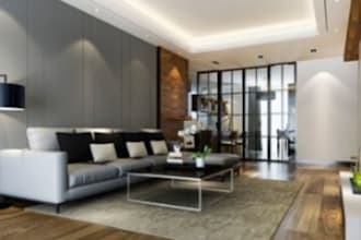 design and render realistic 3d interiors for bedrooms, living rooms, dining