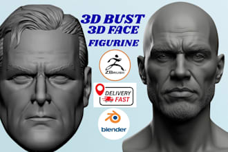 sculpt 3d head bust scan cleanup 3d face figurine printable stl for 3d printing
