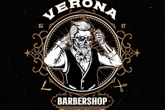 design a branding barbershop logo with full copyright