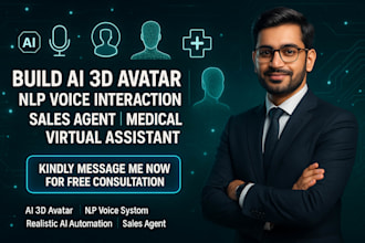 build ai 3d avatar nlp voice interaction sales agent, medical virtual assistant