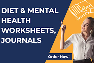 design diet and mental health worksheets and journals
