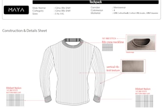create tech packs for premium sportswear ready for production