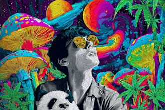 create amazing art of psychedelic, stoner, trippy, cover