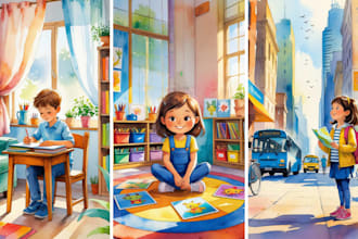 illustrate children story book illustration water color