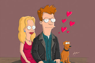 draw a cartoon futurama style portrait