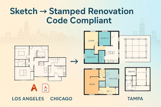 prepare code compliant stamped renovation drawings los angeles chicago tampa
