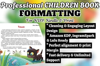 do children book formatting, layout design, picture book, amazon book publishing