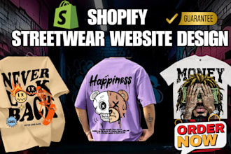 design streetwear boutique sportswear shopify website or dropshipping store