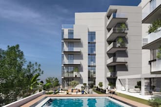 skp 3d low rise apartment building,exterior pergola design,outdoor lounge render