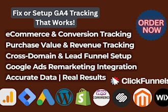 setup or fix ga4, GTM, and ecommerce conversion tracking for accurate data