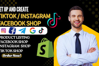set up tiktok shop dropshipping,facebook shop setup, instagram shop optimization