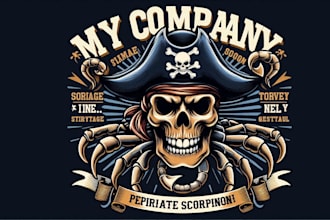 design premium vintage pirate scorpion logo t shirt design