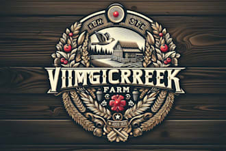 design premium vintage creek farm logo t shirt design