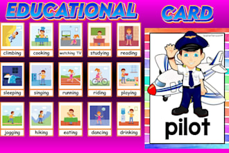 designs interactive printable flashcard or educational card game set for kids