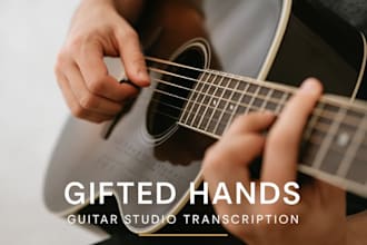 record and arrange acoustic or electric guitar solo, duet, or trio sheet music