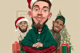 draw christmas cartoon caricature