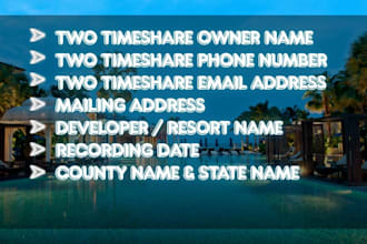 provide verified timeshare owner leads USA