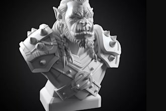create detailed 3d head model,3d head bust, printable 3d statue,stl for 3d print